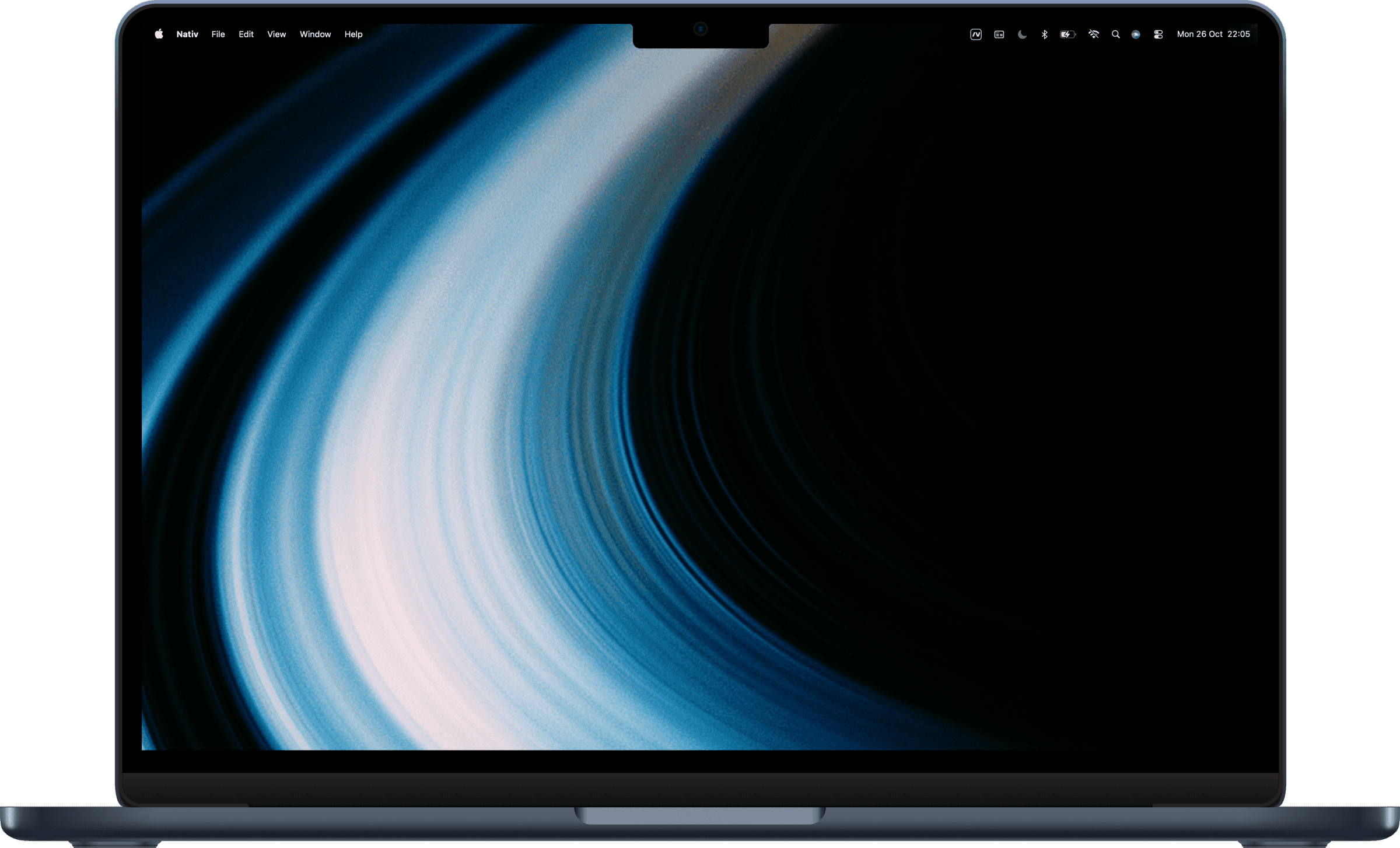 The Nativ app on a MacBook Air: a chat writes an app spec into a document beside it, edits a line of it, then sets up the app's repo in a terminal